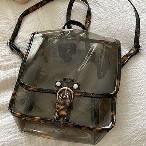 Clear Small Backpack With Leopard Trim ✨